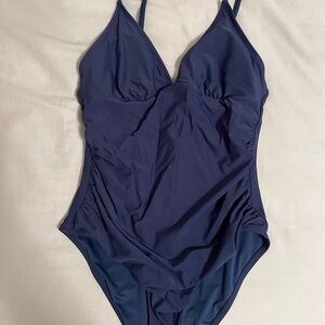 Elegant Navy Blue One-Piece Swimsuit